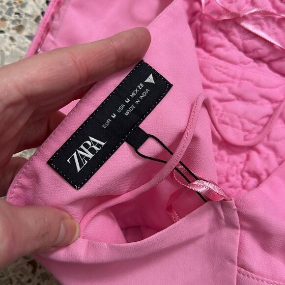 NWT Zara pink voluminous heart ruffle crop tank top medium m - Picture 10 of 10